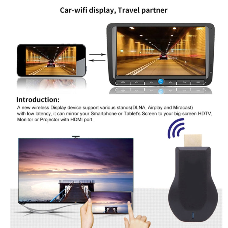 جهاز استقبال لاسلكي M4 Plus لعرض WiFi يدعم Airplay وMiracast وDLNA بدقة 1080P مع وصلة HDMI لتلفاز، متوافق مع iPhone وSamsung والهواتف الذكية الأخرى بنظام أندرويد، M4 Plus