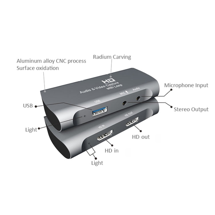 صندوق التقاط فيديو وصوت USB 2.0 من نوع Z27 مع مدخل HDM أنثى وميكروفون إلى HDM أنثى، Z27