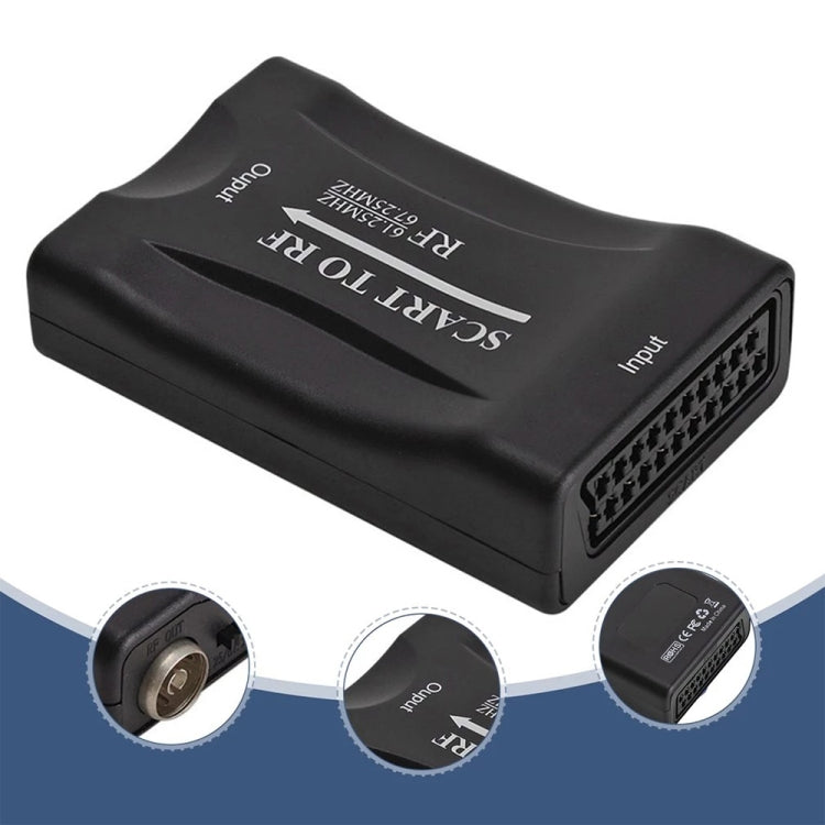 محول فيديو من SCART إلى RF، يدعم RF 67.25 ميجاهرتز، 61.25 ميجاهرتز، SCART إلى RF