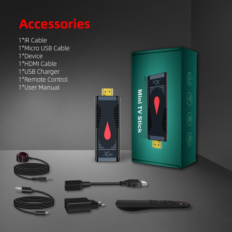جهاز X96 S400 أندرويد 10.0 ميني تي في ستيك، Allwinner H313 رباعي النواة ARM Cortex A53، 1 جيجابايت + 8 جيجابايت، يدعم واي فاي، HDMI، بطاقة TF، USB، 1 جيجابايت+8 جيجابايت