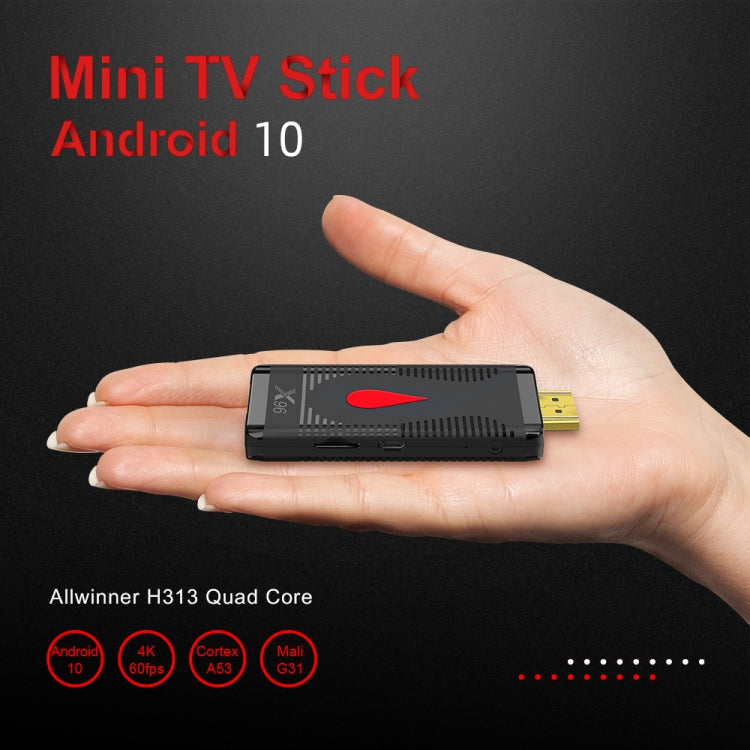 جهاز X96 S400 أندرويد 10.0 ميني تي في ستيك، Allwinner H313 رباعي النواة ARM Cortex A53، 1 جيجابايت + 8 جيجابايت، يدعم واي فاي، HDMI، بطاقة TF، USB، 1 جيجابايت+8 جيجابايت
