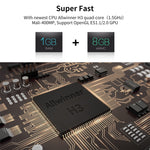 صندوق تلفاز ذكي R69 بدقة 1080P بنظام أندرويد 4.4 مشغل وسائط مع جهاز تحكم عن بعد، رباعي النواة Allwinner H3، ذاكرة وصول عشوائي: 1 جيجابايت، ذاكرة تخزين داخلية: 8 جيجابايت، واي فاي 2.4 جيجاهرتز، LAN، قابس أوروبي، 1GB+8GB
