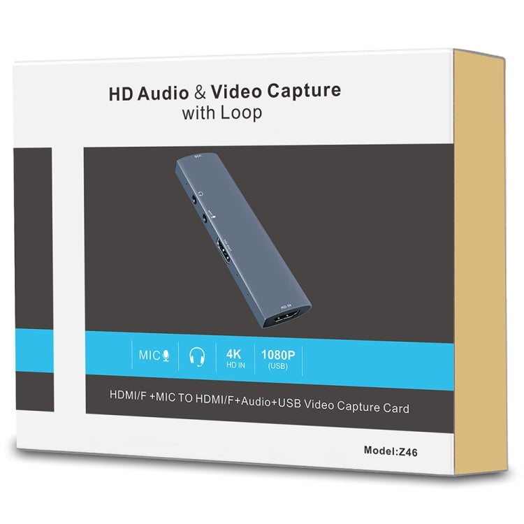بطاقة التقاط فيديو Z46 HDMI + ميكروفون + صوت + USB مع حلقة، Z46