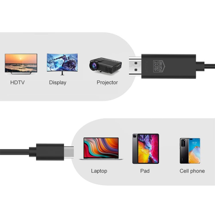 كابل UC506 USB-C / Type-C إلى HDMI بدقة 2K 60 هرتز HDTV، UC506