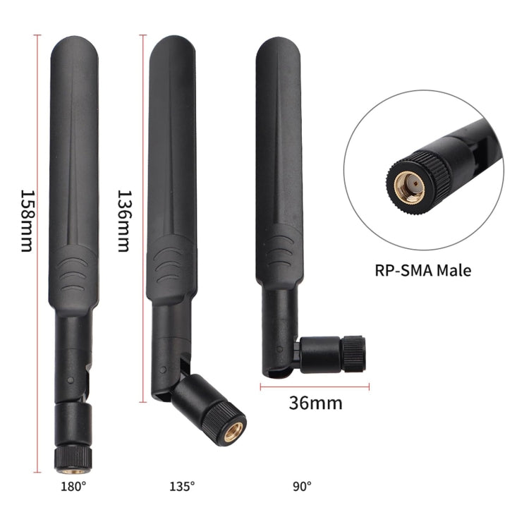 2 × 6dBi 2.4GHz 5GHz هوائي واي فاي ثنائي النطاق RP-SMA ذكر + 2 × 35 سم كابل RP-SMA IPEX MHF4 للبطاقة اللاسلكية M.2 NGFF، هوائي 6dBi + كابل RP-SMA