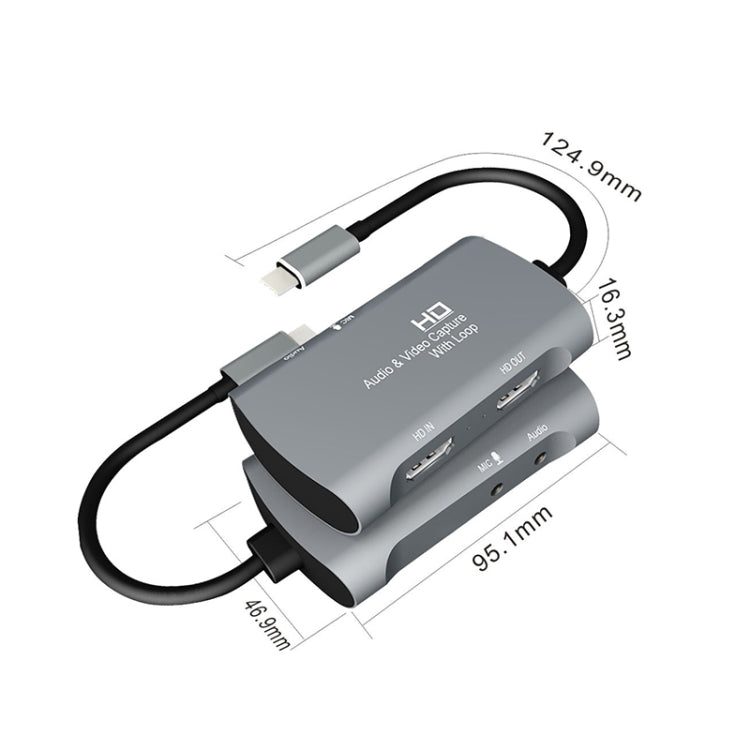 Z30A صندوق التقاط فيديو وصوت HDMI أنثى + ميكروفون إلى HDMI أنثى + صوت + USB-C / نوع-C، Z30A