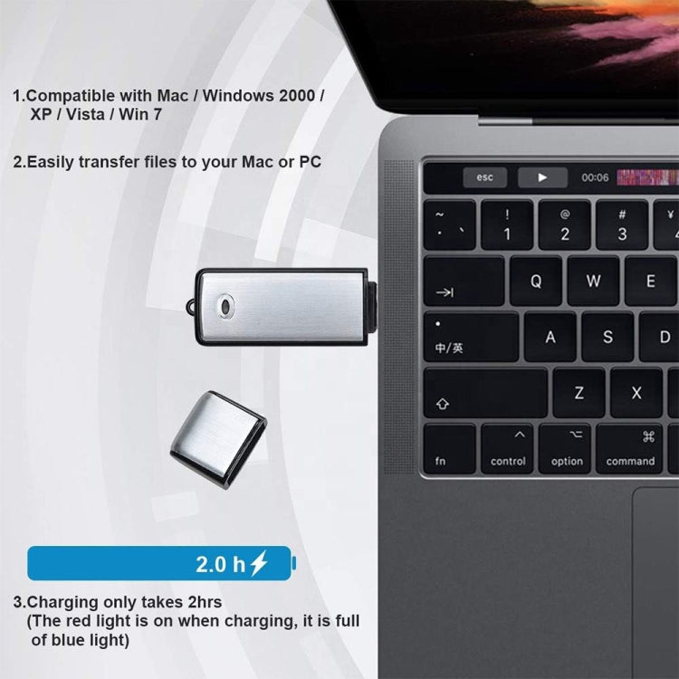 مسجل صوت محمول قابل لإعادة الشحن مع ذاكرة USB SK858، 16 جيجابايت