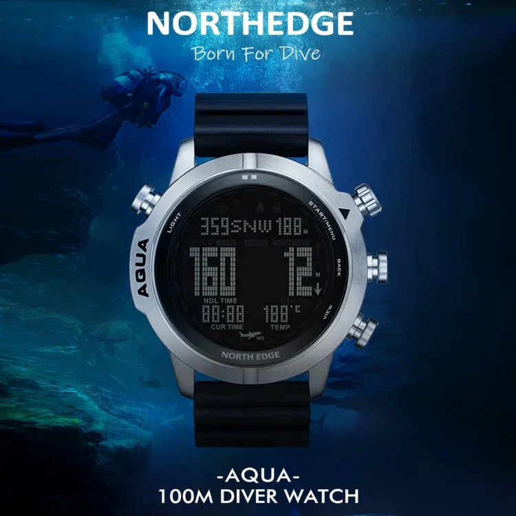 ساعة ذكية غواص مقاومة للماء حتى 100 متر NORTH EDGE AQUA، تدعم العرض المضيء ووضع البوصلة، AQUA