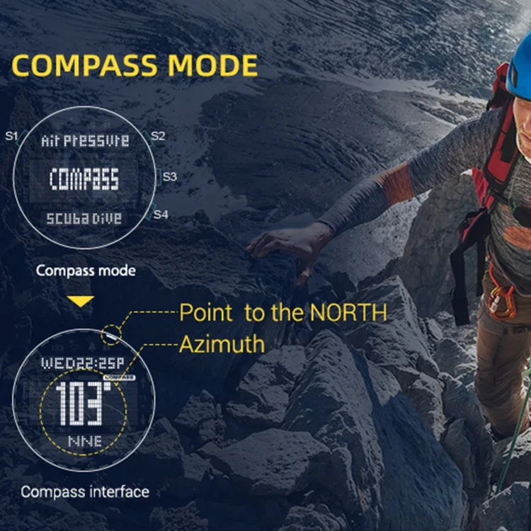ساعة ذكية غواص مقاومة للماء حتى 100 متر NORTH EDGE AQUA، تدعم العرض المضيء ووضع البوصلة، AQUA