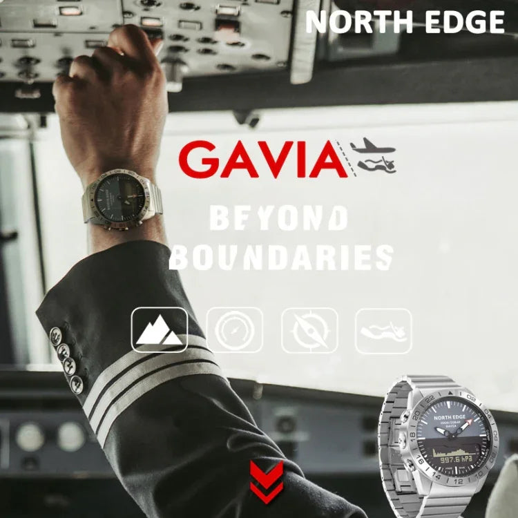 ساعة ذكية رقمية رياضية رجالية مقاومة للماء حتى 50 متر من North Edge موديل GAVIA، تدعم البارومتر وجهاز عد الخطى، GAVIA