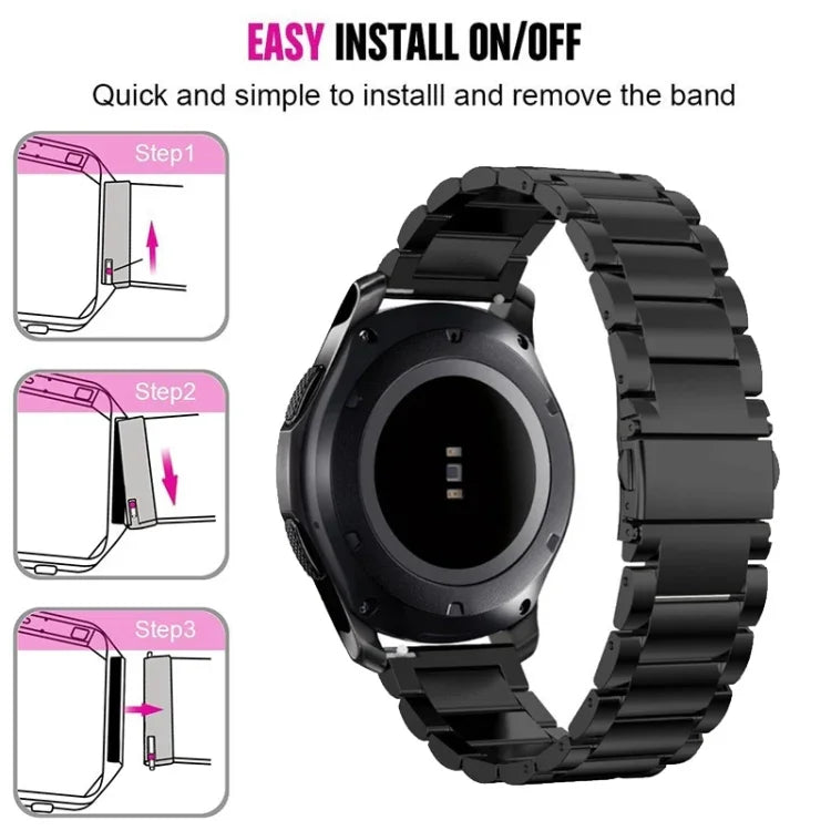 سوار ساعة من الفولاذ المقاوم للصدأ لسامسونج Gear S3 مقاس 22مم