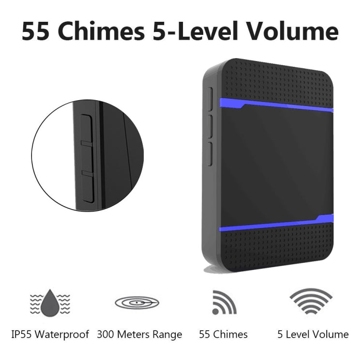 مستقبل جرس باب لاسلكي N15K-1T1-B بقوة 110 ديسيبل، مقاوم للماء بمعيار IP55، منخفض استهلاك الطاقة، واي فاي مع ضوء ليلي، 53 نغمة موسيقية، مسافة استقبال: 300م، N15K-1T1-B أبيض، N15K-1T1-B أسود