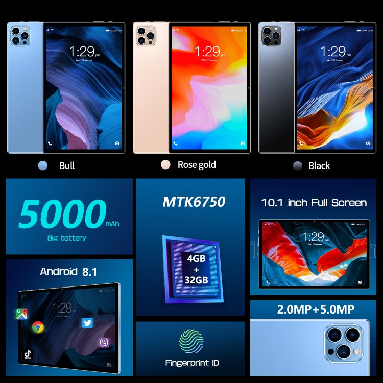 أندرويد 8.1 MTK6750 ثماني النواة، يدعم شريحتي اتصال، واي فاي، بلوتوث، GPS