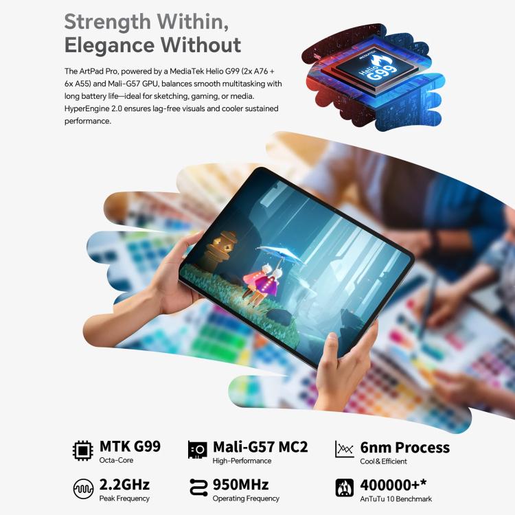 جهاز تابلت Teclast ArtPad Pro، 8 جيجابايت + 256 جيجابايت، شاشة 12.7 بوصة أندرويد 15 مع معالج MTK Helio G99 ثماني النواة، شبكة 4G بشريحتي اتصال، ArtPad Pro