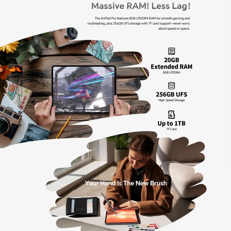 جهاز تابلت Teclast ArtPad Pro، 8 جيجابايت + 256 جيجابايت، شاشة 12.7 بوصة أندرويد 15 مع معالج MTK Helio G99 ثماني النواة، شبكة 4G بشريحتي اتصال، ArtPad Pro