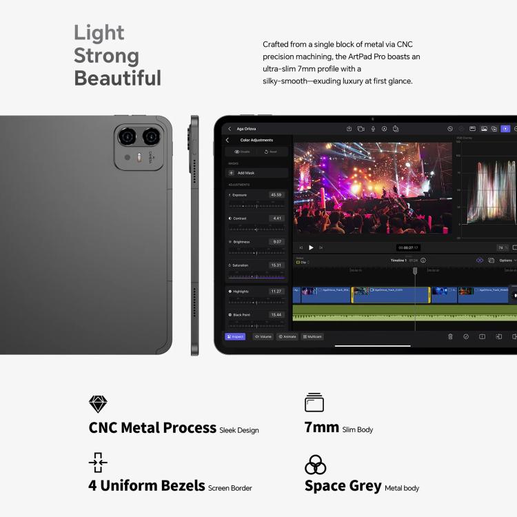 جهاز تابلت Teclast ArtPad Pro، 8 جيجابايت + 256 جيجابايت، شاشة 12.7 بوصة أندرويد 15 مع معالج MTK Helio G99 ثماني النواة، شبكة 4G بشريحتي اتصال، ArtPad Pro