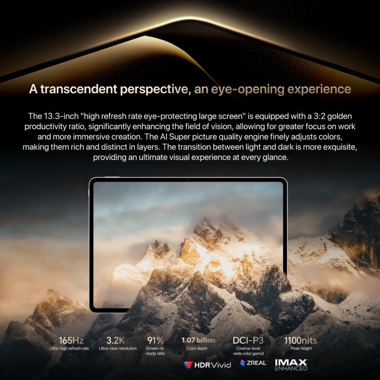 جهاز لوحي Honor MagicPad3 Pro بشاشة 13.3 بوصة واي فاي، 16 جيجابايت + 512 جيجابايت، MagicOS 10.0، Qualcomm Snapdragon 8 Lite Gen5 ثماني النواة، 16 جيجابايت + 512 جيجابايت