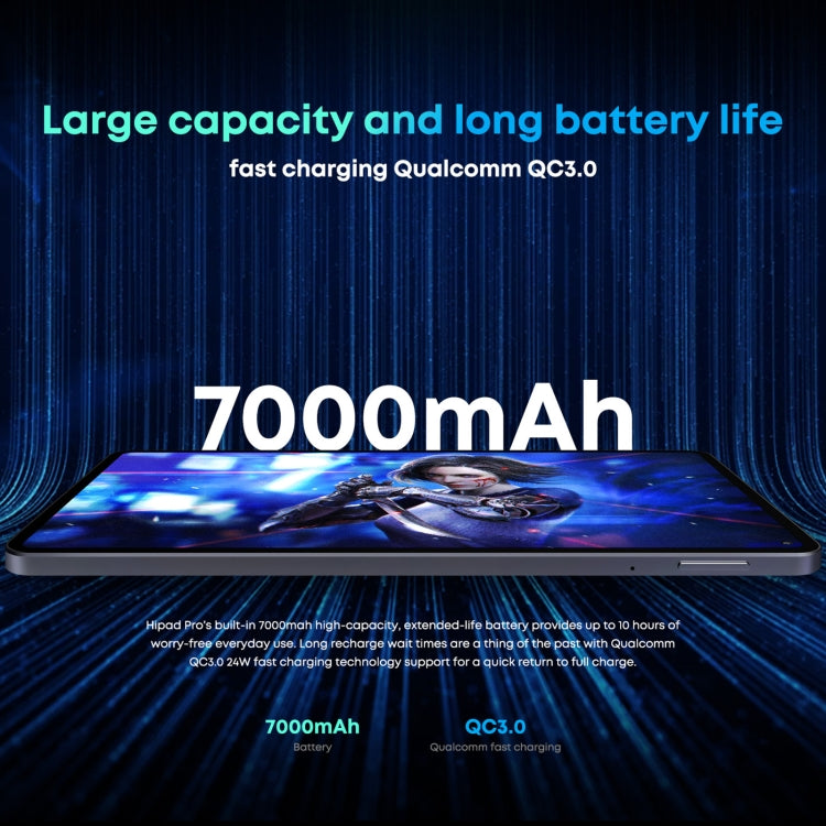 بدون لوحة مفاتيح، أندرويد 11، معالج Qualcomm Snapdragon 662 ثماني النواة حتى 2.0GHz، يدعم شريحتي اتصال وبلوتوث وواي فاي وبطاقة TF (أسود + أزرق)، HiPad Pro 8GB+128GB