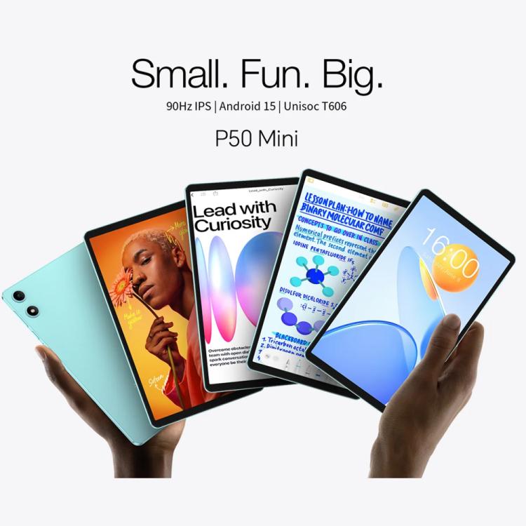 تابلت Teclast P50 Mini واي فاي، 4 جيجابايت + 128 جيجابايت، 8.7 بوصة أندرويد 15 Unisoc T606 ثماني النواة، P50 Mini