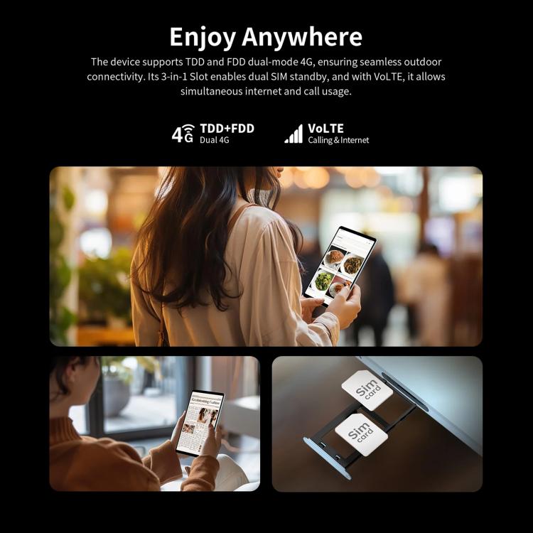 تابلت Teclast T50 Mini 4G LTE، 8 جيجابايت + 128 جيجابايت، 8.7 بوصة أندرويد 15 MediaTek Helio G99 ثماني النواة، يدعم شريحتي اتصال، T50 Mini