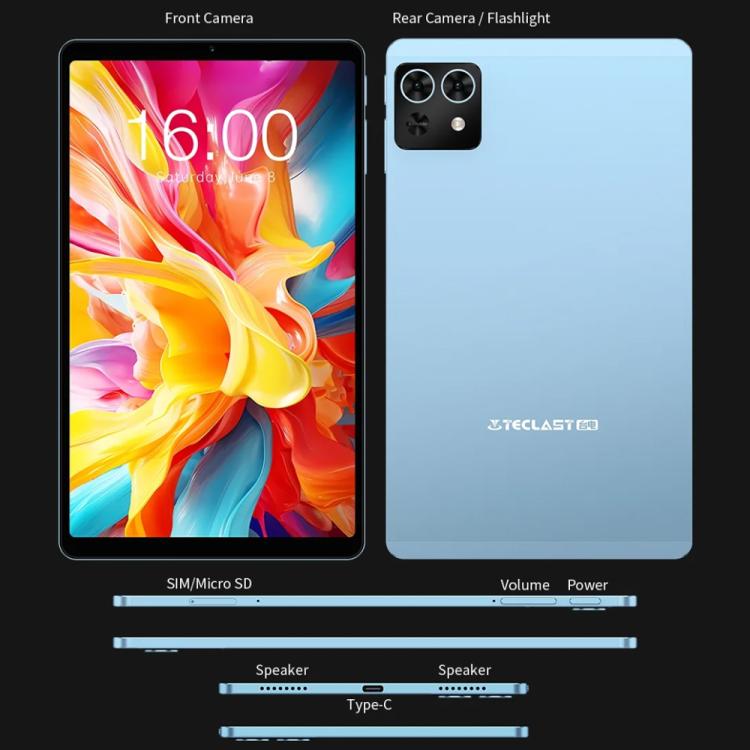 تابلت Teclast T50 Mini 4G LTE، 8 جيجابايت + 128 جيجابايت، 8.7 بوصة أندرويد 15 MediaTek Helio G99 ثماني النواة، يدعم شريحتي اتصال، T50 Mini