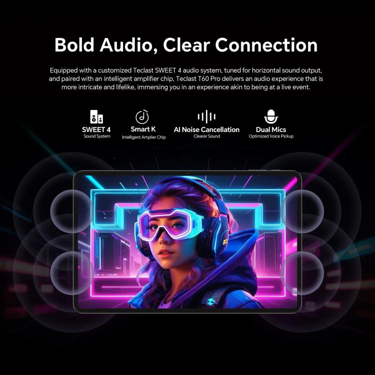 تابلت Teclast T60 Pro 4G LTE، 8 جيجابايت + 128 جيجابايت، 12 بوصة أندرويد 15 MediaTek Helio G99 ثماني النواة، يدعم شريحتي اتصال، T60 Pro