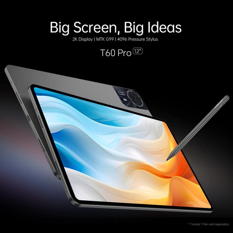 تابلت Teclast T60 Pro 4G LTE، 8 جيجابايت + 128 جيجابايت، 12 بوصة أندرويد 15 MediaTek Helio G99 ثماني النواة، يدعم شريحتي اتصال، T60 Pro