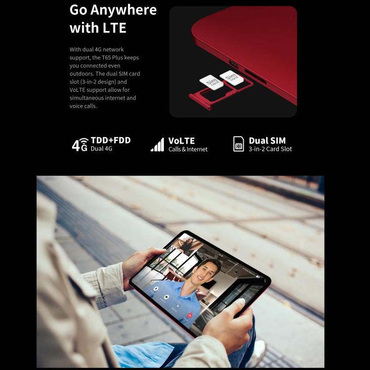 Teclast T65 Plus 4G LTE Tablet PC, 8GB+256GB, 13.4 inch Android 15 MediaTek Helio G99 Octa Core, Support Dual SIM, T65 Plus