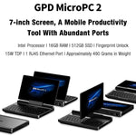 جهاز GPD MicroPC 2 محمول للألعاب، 16GB+512GB، شاشة 7 بوصة، Windows 11 Pro، معالج Intel N250، قابس أمريكي، WMC2573AU، WMC2573EU، WMC2573UK، WMC2573US