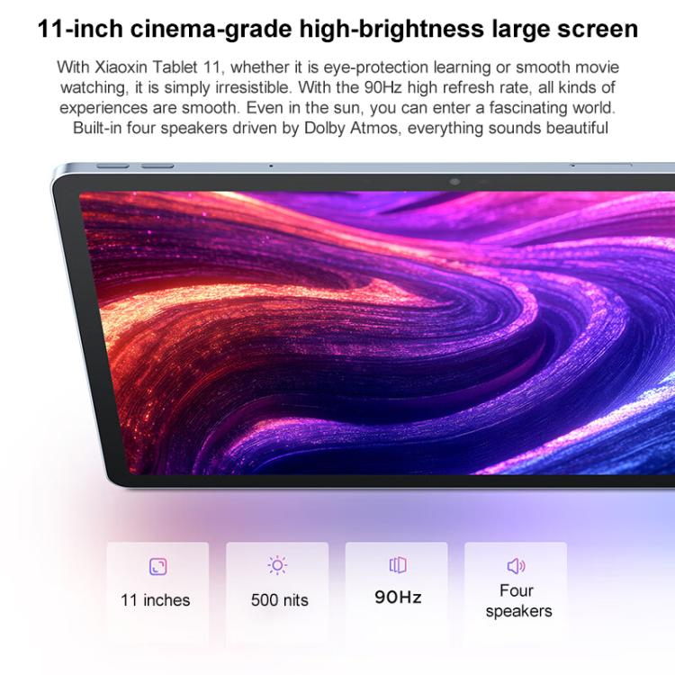 جهاز Lenovo Xiaoxin Pad اللوحي بشاشة 11 بوصة WiFi، 8GB+256GB، أندرويد 15، معالج MediaTek Dimensity 6300 ثماني النواة، قابس الولايات المتحدة، 8GB+256GB WiFi