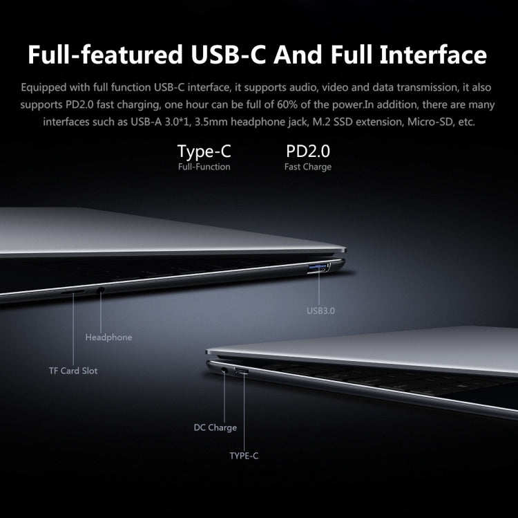 ويندوز 10 هوم، إنتل كور i5-8259U رباعي النواة 2.3GHz-3.8GHz، يدعم واي فاي مزدوج النطاق / بلوتوث / توسيع بطاقة TF (رمادي داكن)، i5-8259U 8GB+512GB