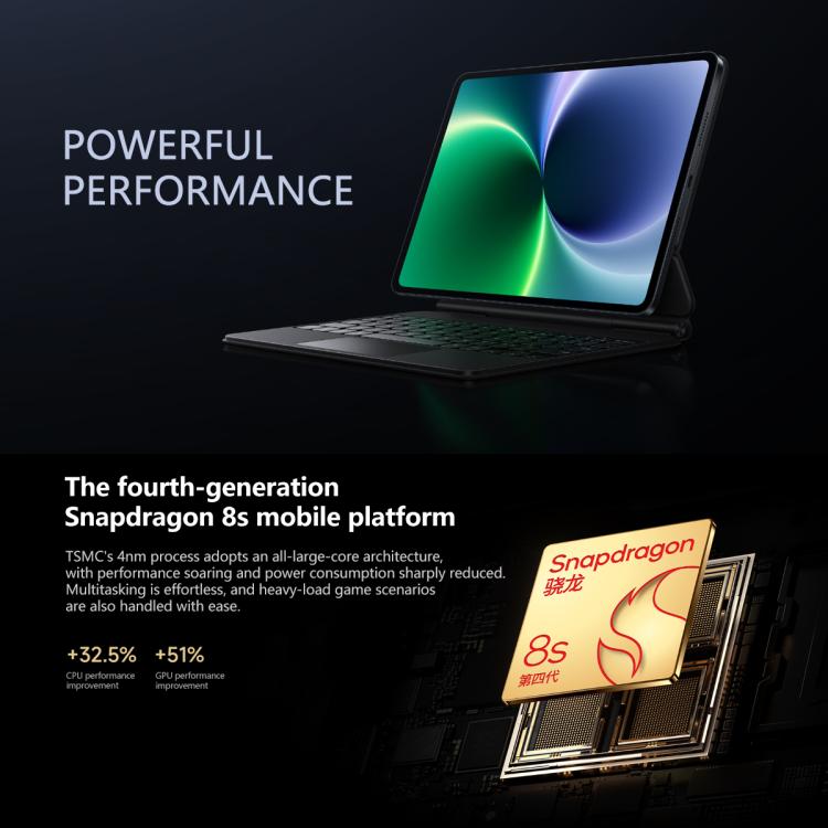 شاومي باد 8 بحجم 11.2 بوصة، 12 جيجابايت + 256 جيجابايت، HyperOS 3 مع معالج Qualcomm Snapdragon 8s Gen4 ثماني النواة، 12 جيجابايت + 256 جيجابايت