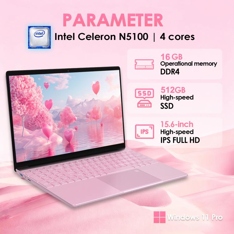 حاسوب محمول GXMO T152J 15.6 بوصة، 16GB+512GB، ويندوز 11 برو، إنتل سيليرون N5100 رباعي النواة، يدعم فتح القفل ببصمة الإصبع، قابس الولايات المتحدة، 16GB+512GB، قابس الولايات المتحدة