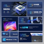 حاسوب محمول GXMO G156 15.6 بوصة، 16GB+512GB، ويندوز 11، AMD Ryzen 7 5825U ثماني النواة، يدعم فتح القفل ببصمة الإصبع، قابس الولايات المتحدة، 32GB+1TB