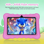 جهاز لوحي للأطفال BDF T7 بشاشة 7 بوصة واي فاي مع غطاء سيليكون، 2GB+32GB، أندرويد 8.1 MTK6735 رباعي النواة، قابس الولايات المتحدة، 4GB+64GB