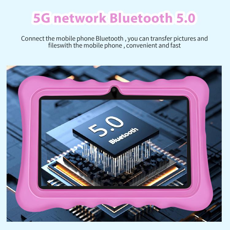 جهاز لوحي للأطفال BDF T7 بشاشة 7 بوصة واي فاي مع غطاء سيليكون، 2GB+32GB، أندرويد 8.1 MTK6735 رباعي النواة، قابس الولايات المتحدة، 4GB+64GB