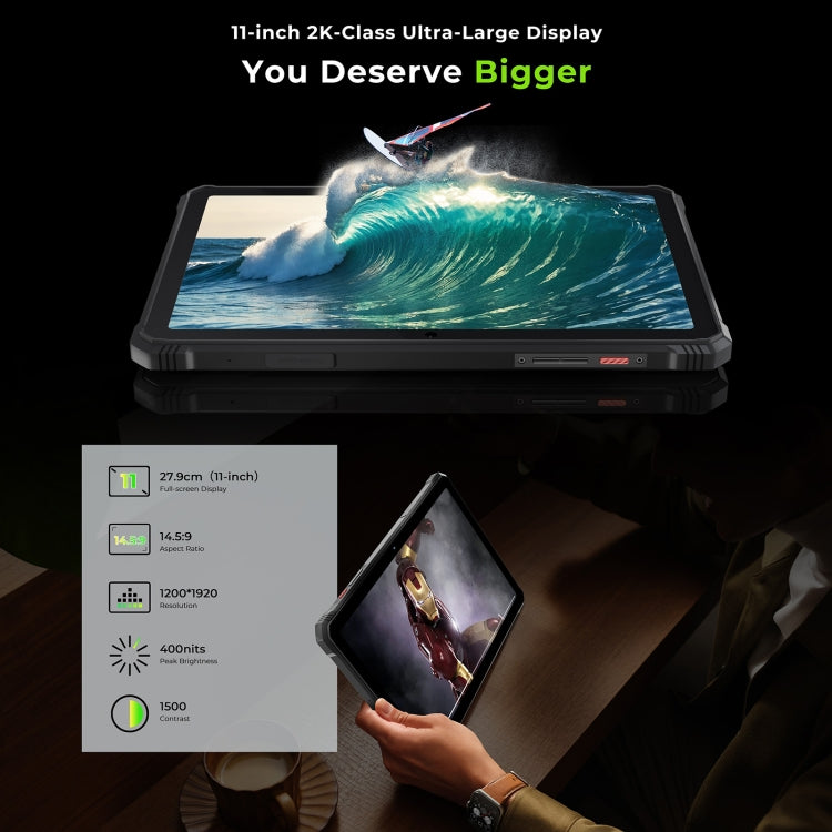 جهاز لوحي متين HOTWAV Tab R9 Pro IP68/IP69K، 6 جيجابايت + 256 جيجابايت، شاشة 11 بوصة، أندرويد 14، معالج Unisoc T606 ثماني النواة، شبكة 4G، النسخة العالمية مع جوجل بلاي، قابس الاتحاد الأوروبي، Tab R9 Pro
