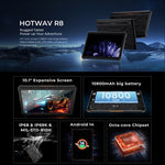 جهاز HOTWAV Tab R8 اللوحي المقاوم IP68/IP69K، 4GB+128GB، شاشة 10.1 بوصة أندرويد 14 مع معالج Unisoc T606 ثماني النواة، شبكة 4G، النسخة العالمية مع Google Play، قابس الاتحاد الأوروبي، Tab R8