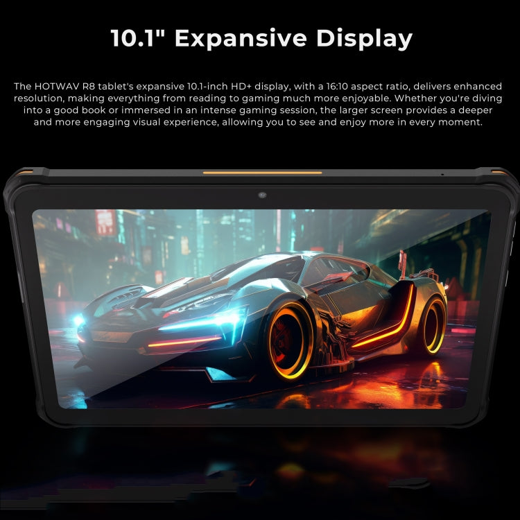 جهاز HOTWAV Tab R8 اللوحي المقاوم IP68/IP69K، 4GB+128GB، شاشة 10.1 بوصة أندرويد 14 مع معالج Unisoc T606 ثماني النواة، شبكة 4G، النسخة العالمية مع Google Play، قابس الاتحاد الأوروبي، Tab R8