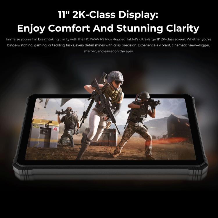 جهاز لوحي متين HOTWAV Tab R9 Plus بمعيار IP68/IP69K، 8 جيجابايت + 512 جيجابايت، شاشة 11 بوصة، أندرويد 14، Unisoc T7280 ثماني النواة، شبكة 4G، النسخة العالمية مع Google Play، قابس الاتحاد الأوروبي، Tab R9 Plus