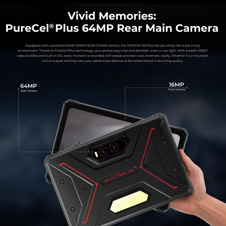 جهاز لوحي متين HOTWAV Tab R9 Plus بمعيار IP68/IP69K، 8 جيجابايت + 512 جيجابايت، شاشة 11 بوصة، أندرويد 14، Unisoc T7280 ثماني النواة، شبكة 4G، النسخة العالمية مع Google Play، قابس الاتحاد الأوروبي، Tab R9 Plus