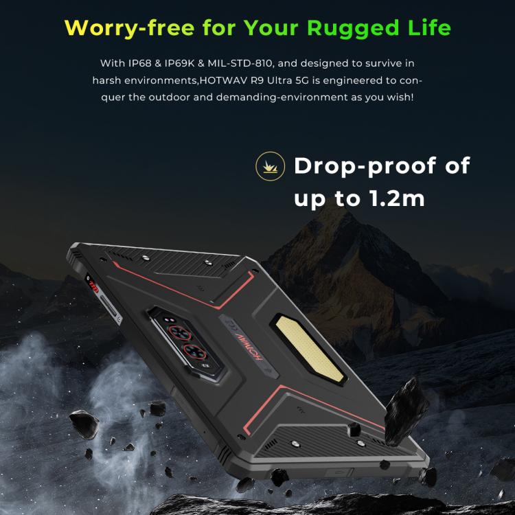 جهاز لوحي متين HOTWAV Tab R9 Ultra بمعيار IP68/IP69K، 8 جيجابايت + 512 جيجابايت، شاشة 11 بوصة، أندرويد 15، Unisoc T8200 ثماني النواة، شبكة 5G، النسخة العالمية مع Google Play، قابس الاتحاد الأوروبي، Tab R9 Ultra