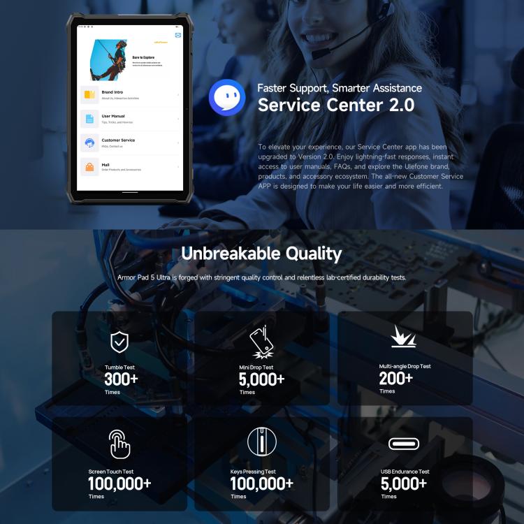 جهاز لوحي متين Ulefone Armor Pad 5 Ultra، 12 جيجابايت + 512 جيجابايت، شاشة 11 بوصة، أندرويد 15، MediaTek Dimensity 7400X ثماني النواة، شبكة 5G، قابس الاتحاد الأوروبي، Armor Pad 5 Ultra