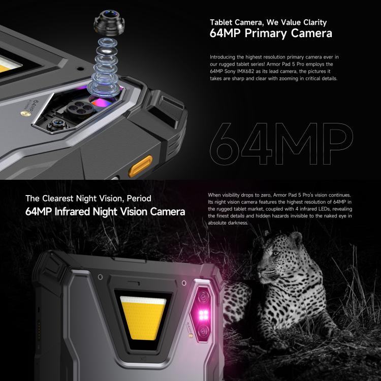 جهاز لوحي متين Ulefone Armor Pad 5 Pro، 12 جيجابايت + 512 جيجابايت، شاشة 11 بوصة، أندرويد 15، MediaTek Dimensity 7400X ثماني النواة، شبكة 5G، قابس الاتحاد الأوروبي، Armor Pad 5 Pro