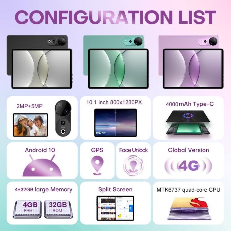 جهاز لوحي Pad 9 Ultra بشاشة 10.1 بوصة مع مكالمات 3G، 2GB+32GB، أندرويد 10 MTK6737 رباعي النواة، قابس المملكة المتحدة، قابس المملكة المتحدة