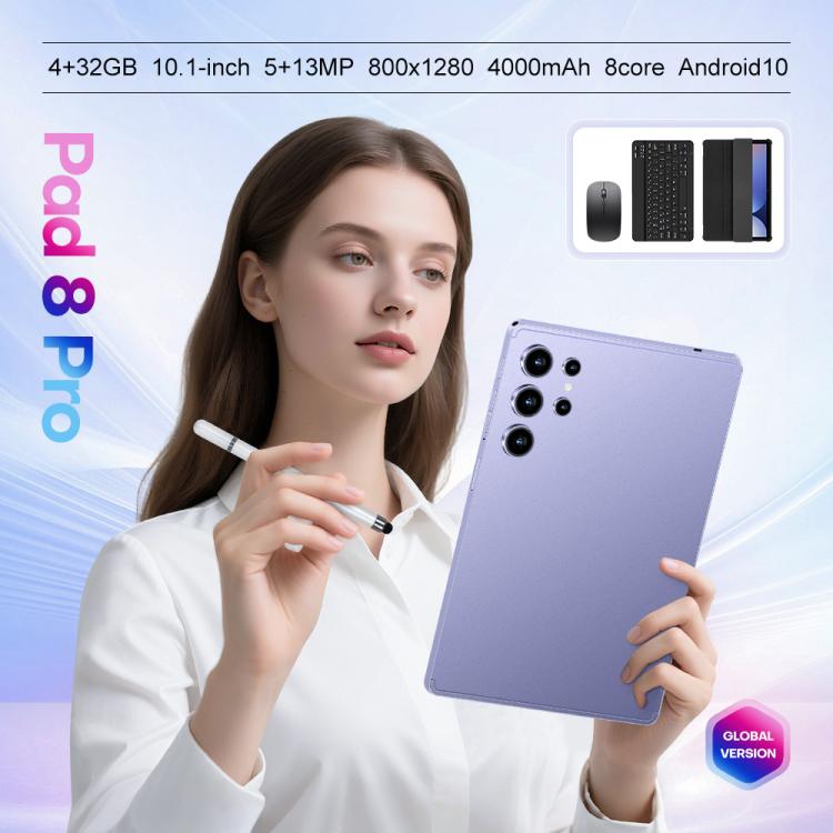 مجموعة جهاز لوحي Pad 9 Pro بشاشة 10.1 بوصة 4G LTE، 4GB+32GB، أندرويد 10 MT6755 ثماني النواة، مع لوحة مفاتيح / فأرة / حقيبة جلدية، قابس الولايات المتحدة، قابس الولايات المتحدة