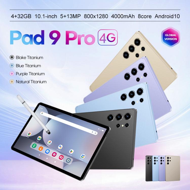 مجموعة جهاز لوحي Pad 9 Pro بشاشة 10.1 بوصة 4G LTE، 4GB+32GB، أندرويد 10 MT6755 ثماني النواة، مع لوحة مفاتيح / فأرة / حقيبة جلدية، قابس المملكة المتحدة، قابس المملكة المتحدة