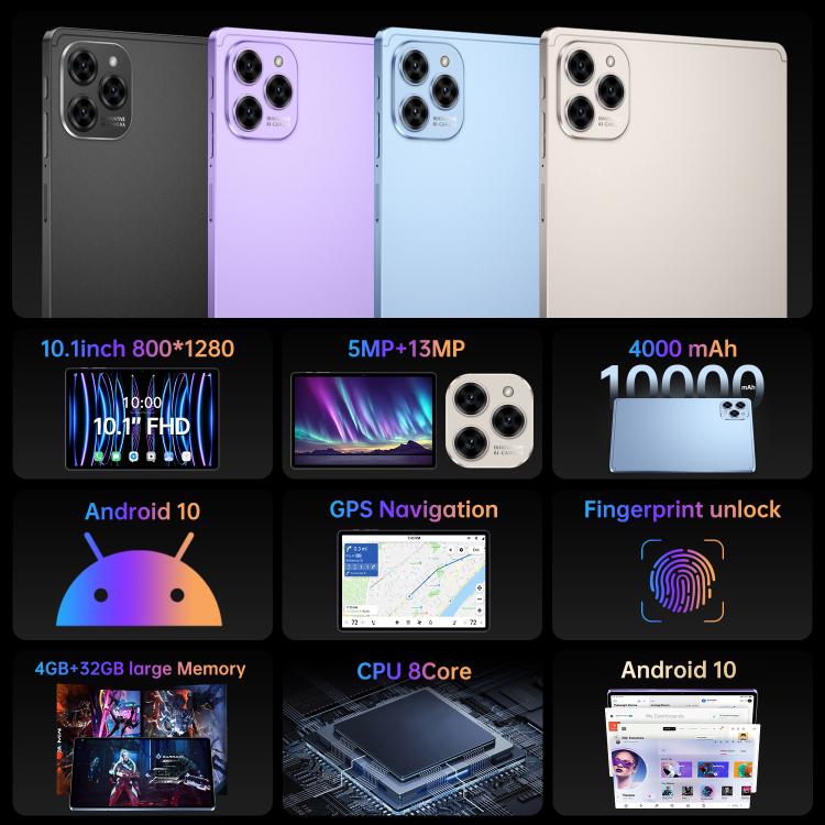 Pad 16 Pro 10.1 inch 4G LTE Tablet PC, 4GB+32GB, Android 10 MTK6755 Octa Core, US Plug, US Plug