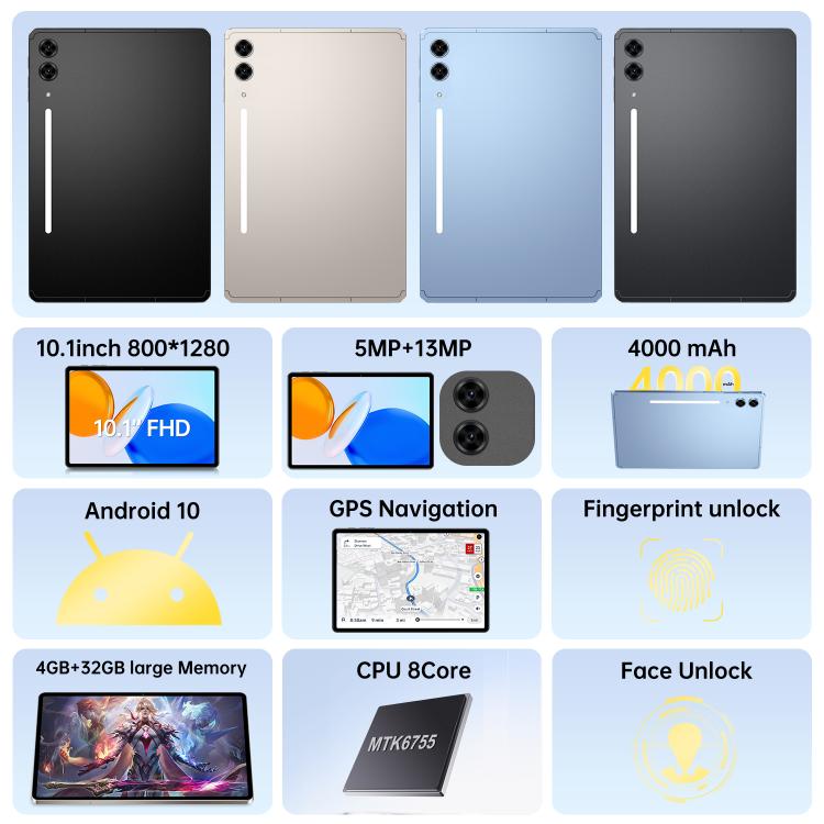 تاب S10 ألترا 10.1 بوصة جهاز لوحي 4G LTE، 4GB+32GB، أندرويد 10 MTK6755 ثماني النواة، قابس المملكة المتحدة، قابس المملكة المتحدة