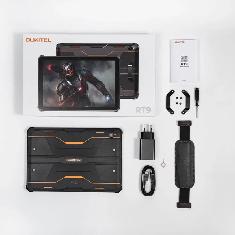 جهاز لوحي متين OUKITEL RT9 4G، مقاوم للماء والغبار IP68/IP69K، 6 جيجابايت + 256 جيجابايت، شاشة 11 بوصة، أندرويد 14، معالج Unisoc T606 ثماني النواة، يدعم شريحتي اتصال، قابس الاتحاد الأوروبي، RT9 6GB+256GB